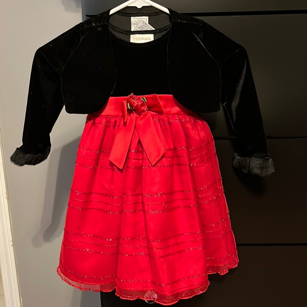 Girls Holiday Dress with Velvet Shrug- Size 3T
